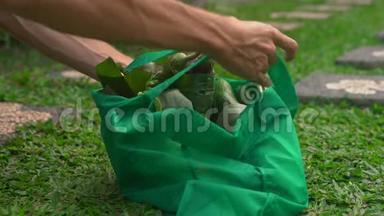 <strong>环保产品</strong>包装理念.. 用香蕉叶包裹的蔬菜，作为塑料袋的替代品。 零